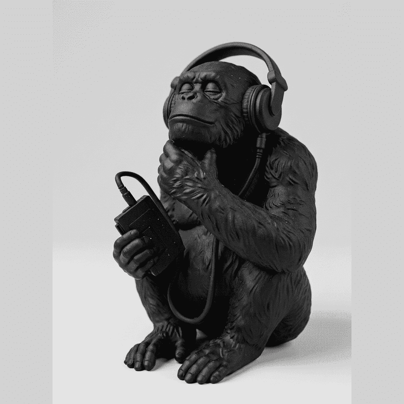 The Sound of Silence — Scimmia con Cuffie in Resina - Taraflo
