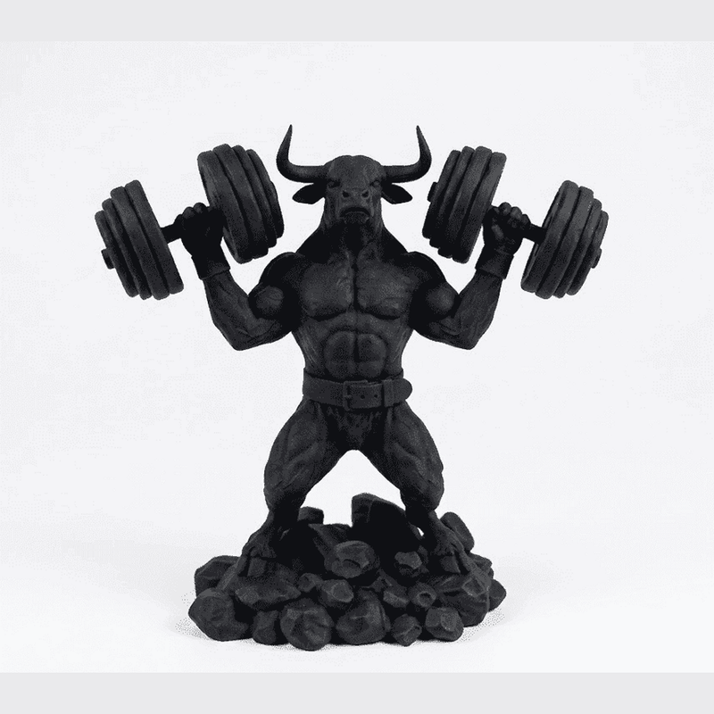Toro «Iron Beast» — Statuetta Fitness in Resina Nera Opaca - Taraflo