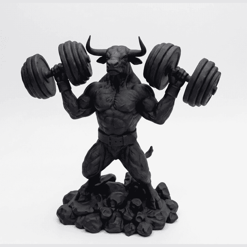 Toro «Iron Beast» — Statuetta Fitness in Resina Nera Opaca - Taraflo