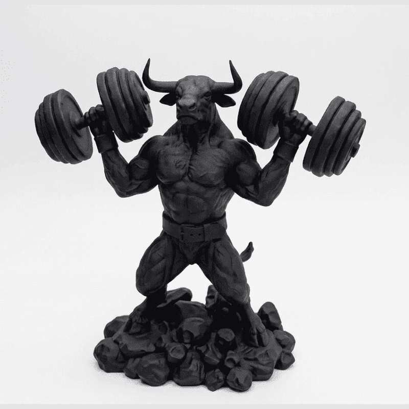 Toro «Iron Beast» — Statuetta Fitness in Resina Nera Opaca - Taraflo