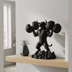 Toro «Iron Beast» — Statuetta Fitness in Resina Nera Opaca - Taraflo