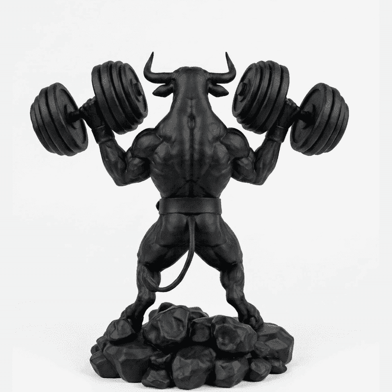 Toro «Iron Beast» — Statuetta Fitness in Resina Nera Opaca - Taraflo
