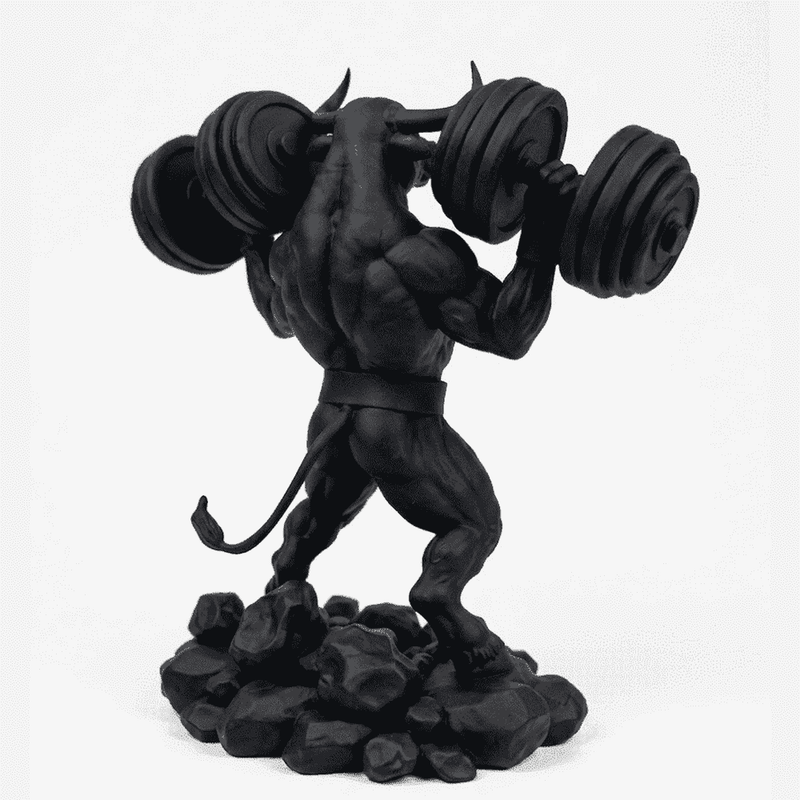 Toro «Iron Beast» — Statuetta Fitness in Resina Nera Opaca - Taraflo