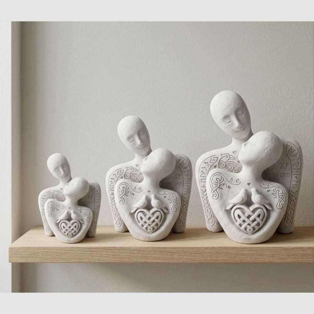 Trittico «Sempre Uniti» — Scultura di Coppia in Resina - Taraflo
