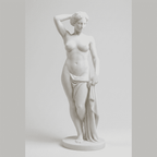 Venus "The Silence of Aphrodite" — Opaque White Resin Statue. A beauty that asks for no attention: captured in silence. A Venus with classic S-shaped sinuousness, realistic drapery, and a serene, composed face. Venus "The Silence of Aphrodite"