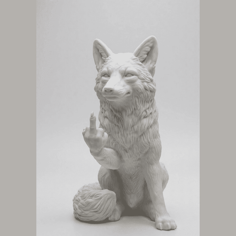 Volpe «Sly Rebel» — Statuetta Decorativa in Resina Bianca Opaca - Taraflo