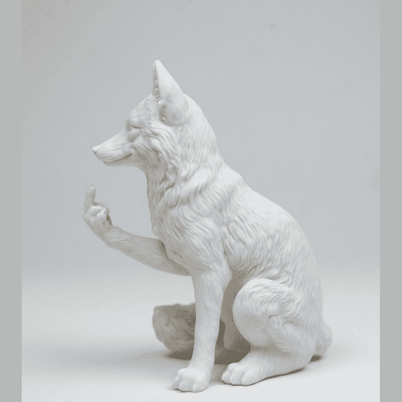 Volpe «Sly Rebel» — Statuetta Decorativa in Resina Bianca Opaca - Taraflo