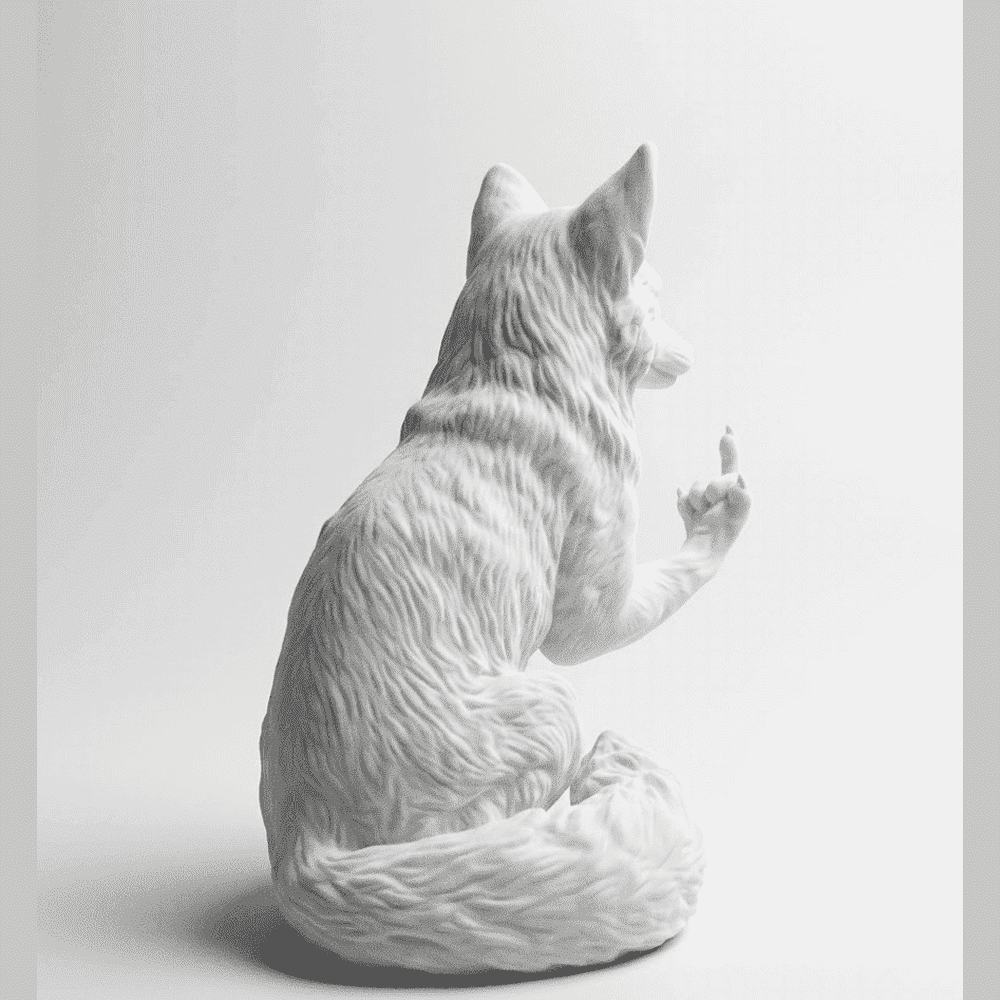 Fox 'Sly Rebel' — Matte White Resin Decorative Figurine. Beneath its crisp white exterior, a rebellious soul. A fox with elegant lines and a provocative pose: the perfect contrast between minimalist design and a nonconformist attitude.