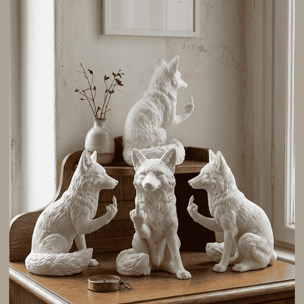 Fox 'Sly Rebel' — Matte White Resin Decorative Statue. Under its crisp white cloak, a rebellious soul. A fox with elegant lines and a provocative pose: the perfect contrast between minimalist design and non-conformist attitude TarafloTaraflo Fox 'Sly Rebel'
