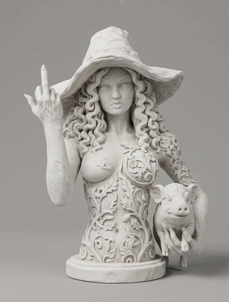 Circe — Statuetta della Maga Ribelle in Resina Nera Opaca - Taraflo