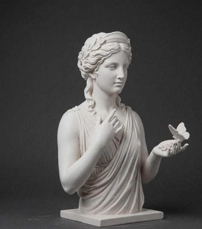 Busto della Dea Venere in Resina Bianca con Farfalla - Eleganza e Simbolismo per il Tuo Spazio - Taraflo
