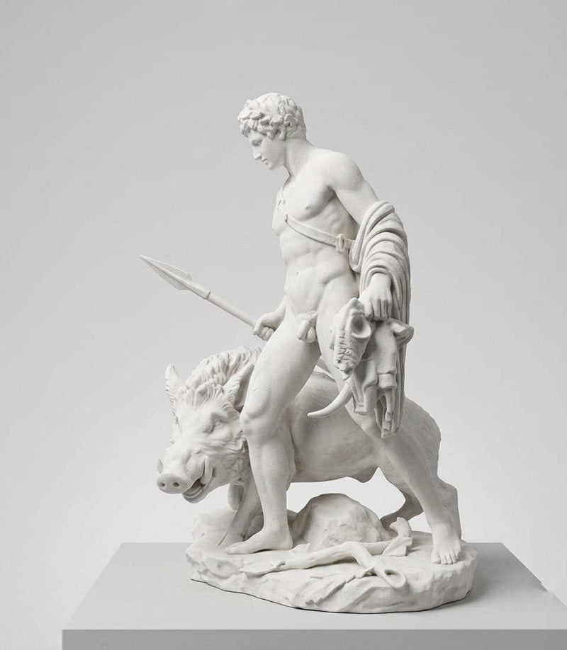 Meleagro e il Cinghiale di Calidone — Scultura Mitologica in Resina - Taraflo