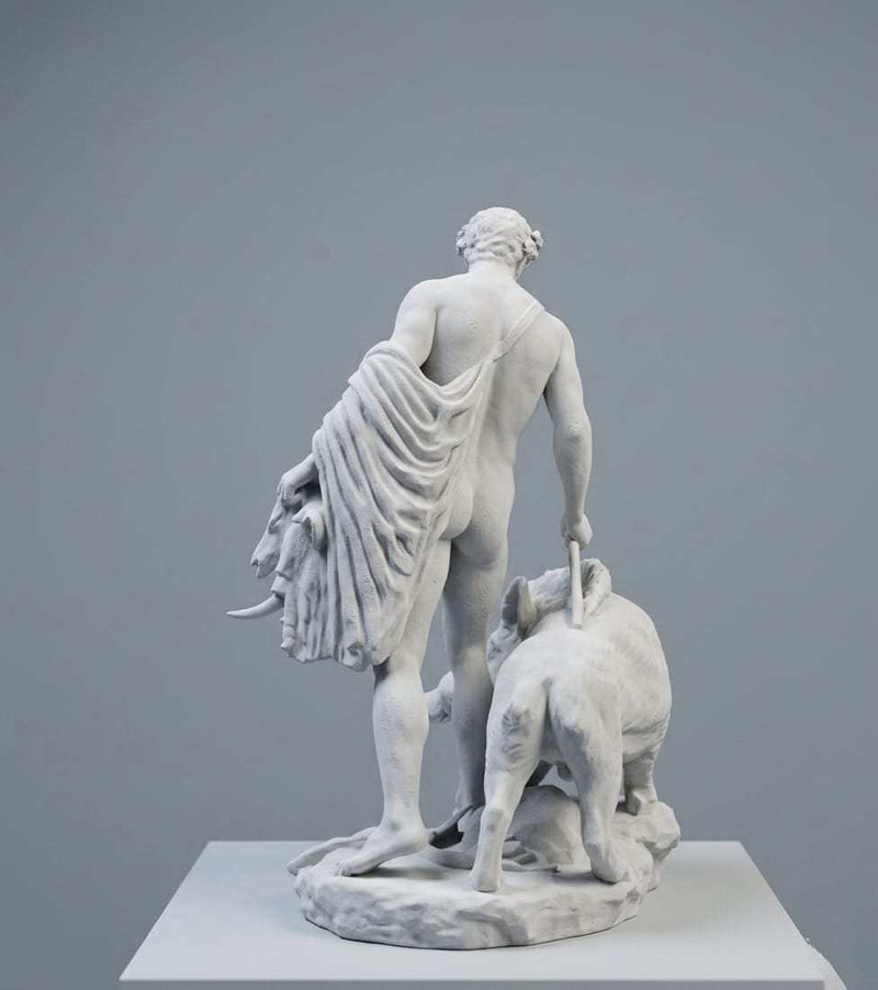 Meleagro e il Cinghiale di Calidone — Scultura Mitologica in Resina - Taraflo