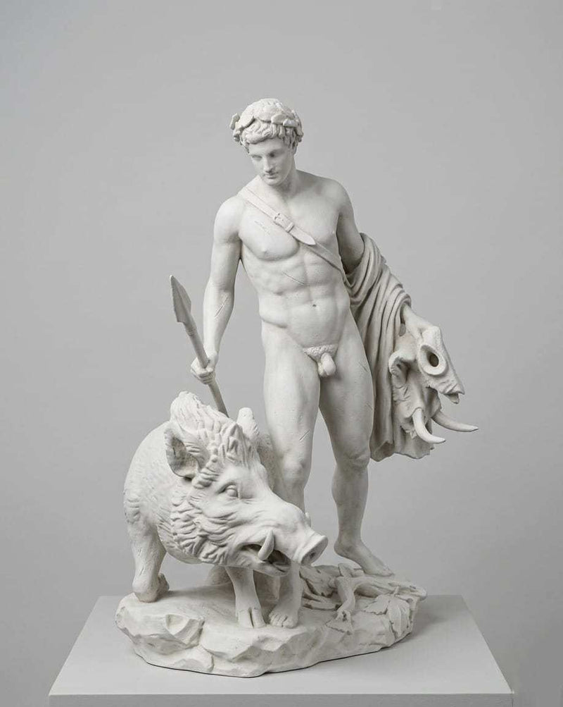 Meleagro e il Cinghiale di Calidone — Scultura Mitologica in Resina - Taraflo
