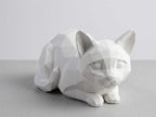 Gatto Low-Poly — Statuetta Decorativa in Resina Bianca Opaca - Taraflo