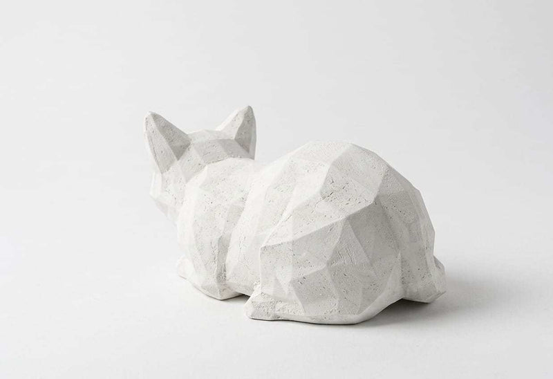 Gatto Low-Poly — Statuetta Decorativa in Resina Bianca Opaca - Taraflo