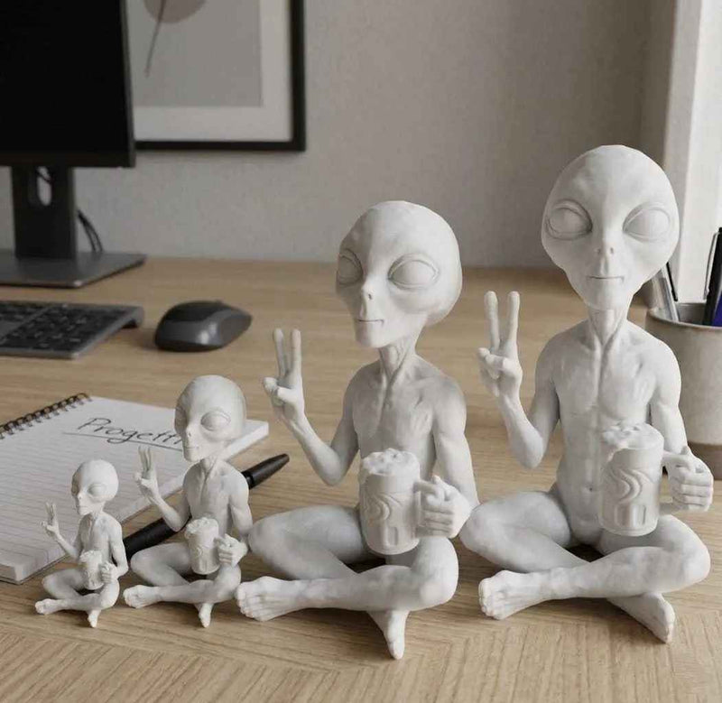 Alieno con Birra — Statuetta da Collezione in Resina - Taraflo