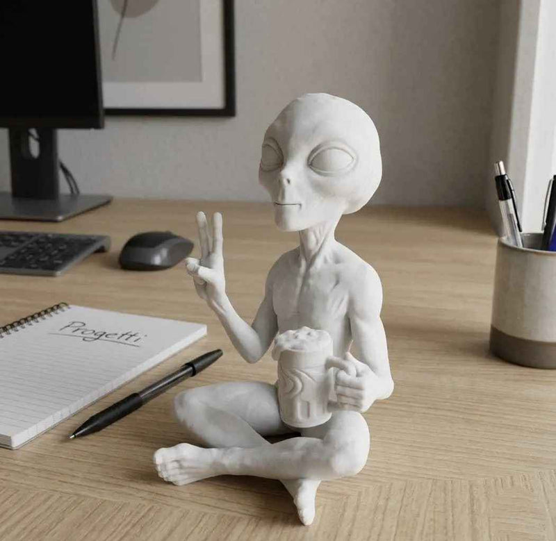 Alieno con Birra — Statuetta da Collezione in Resina - Taraflo