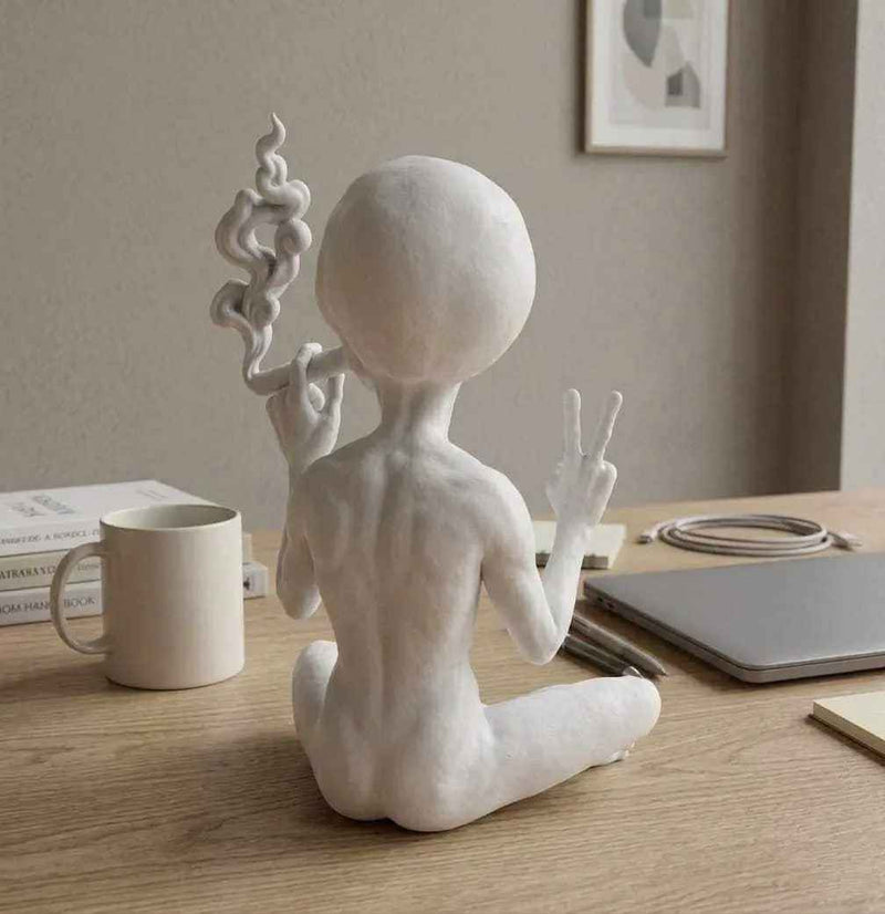 Alieno con Sigaro — Statuetta da Collezione in Resina - Taraflo