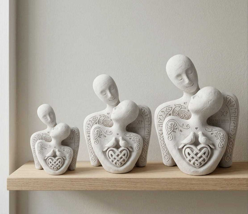 Trittico «Sempre Uniti» — Scultura di Coppia in Resina - Taraflo