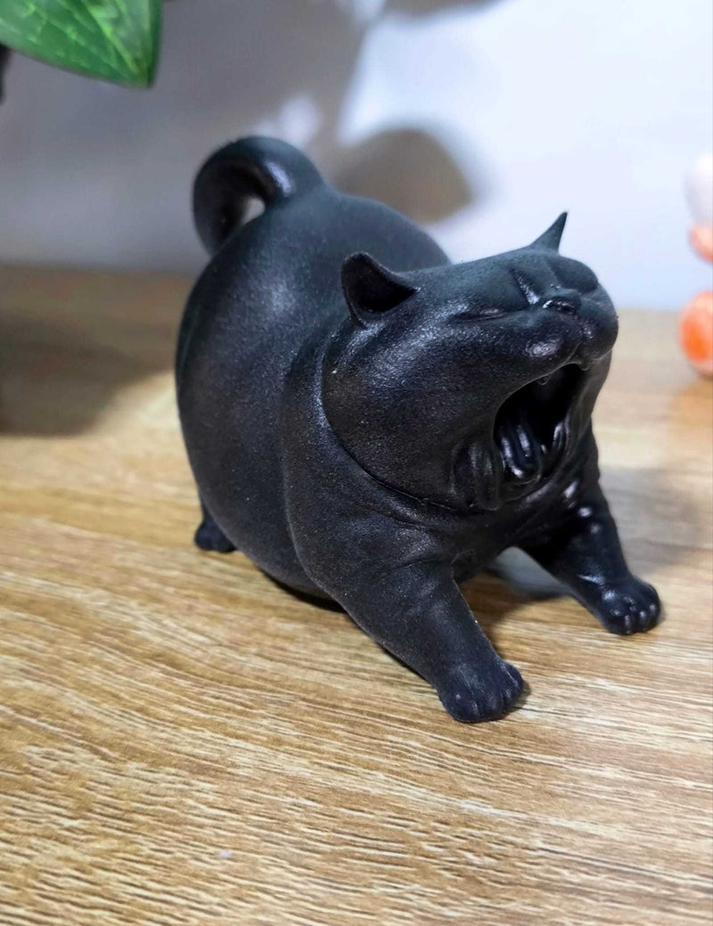 Gatto «Big Yawn & Stretch» — Statuetta Decorativa in Resina - Taraflo