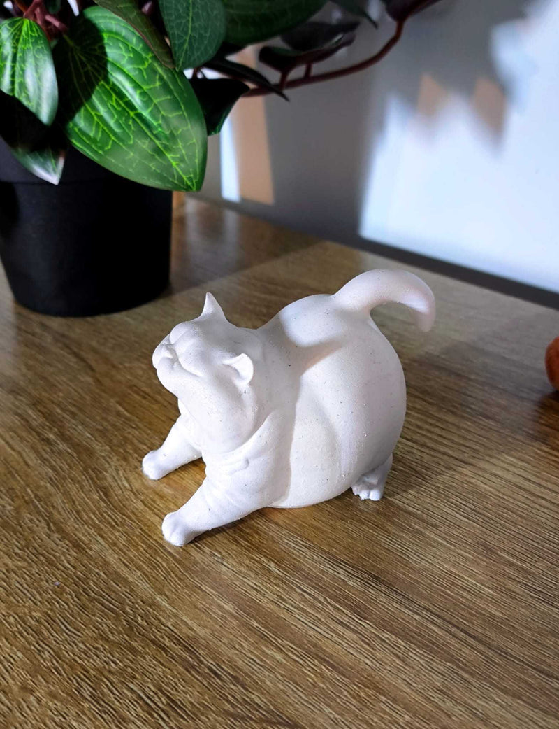 Gatto «Big Yawn & Stretch» — Statuetta Decorativa in Resina - Taraflo