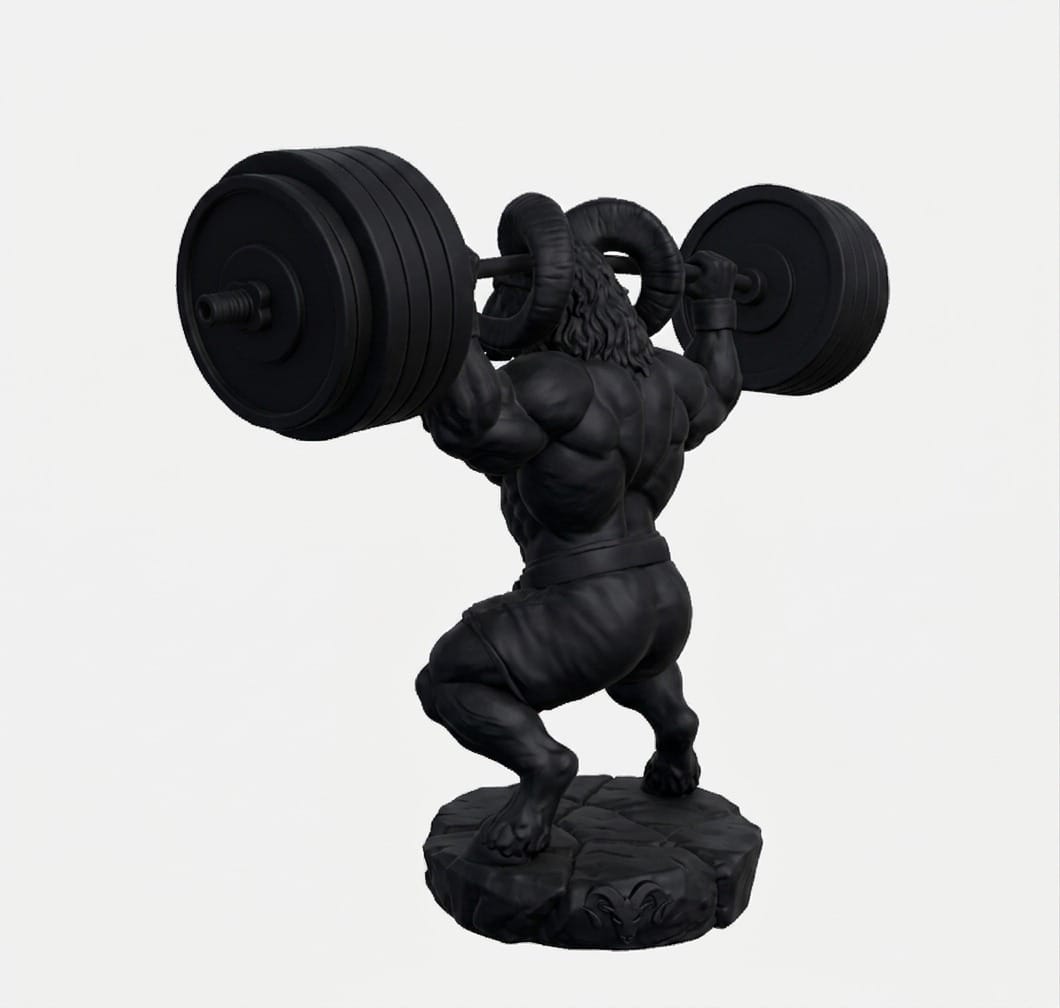 Ariete "Beast Mode" - Scultura Culturista con Bilanciere