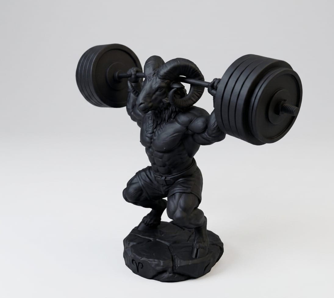 Ariete "Beast Mode" - Scultura Culturista con Bilanciere