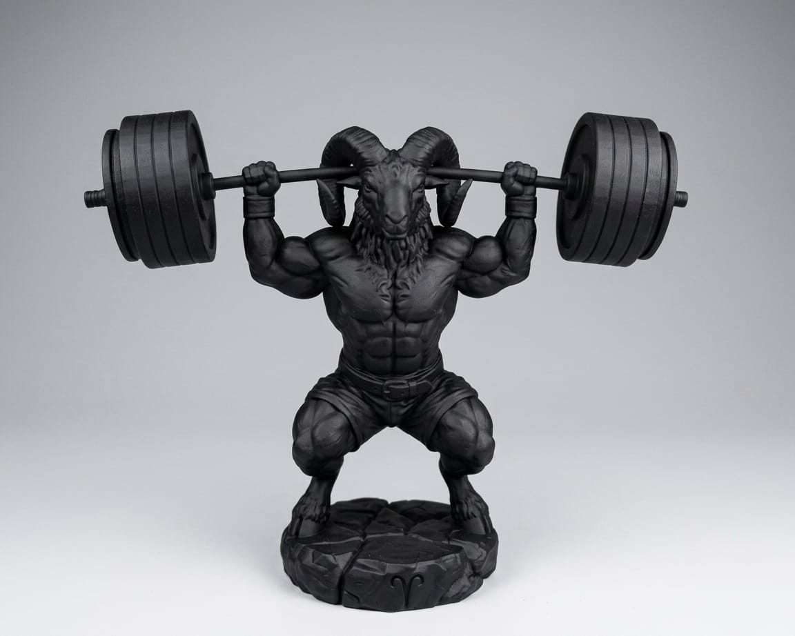 Ariete "Beast Mode" - Scultura Culturista con Bilanciere