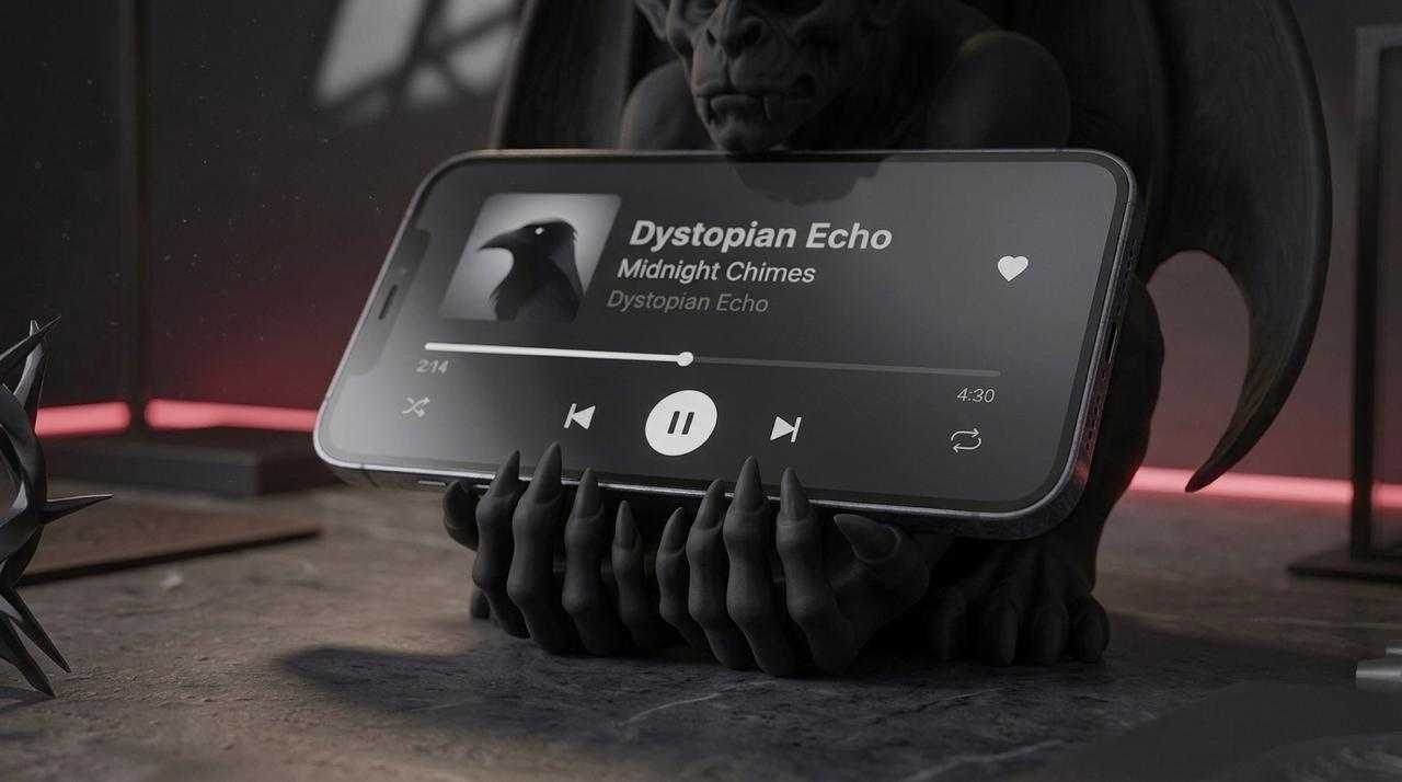 Supporto per Smartphone Gargoyle in Resina Nera – Decorazione Gotica in Stile Dark Academia**