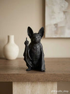Pipistrello «Bats with Attitude» — Statuetta Decorativa in Resina Nera Opaca - Taraflo