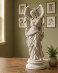 Vénus voilée en résine effet plâtre blanc-Sculpture gréco-romaine classique aux drapés élégants-Objet de décoration à poser et à collectionner pour le salon, le bureau et la maison