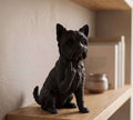 Statuetta Yorkshire Terrier in resina premium, piccola ma dal carattere deciso, finitura artigianale nera o bianca