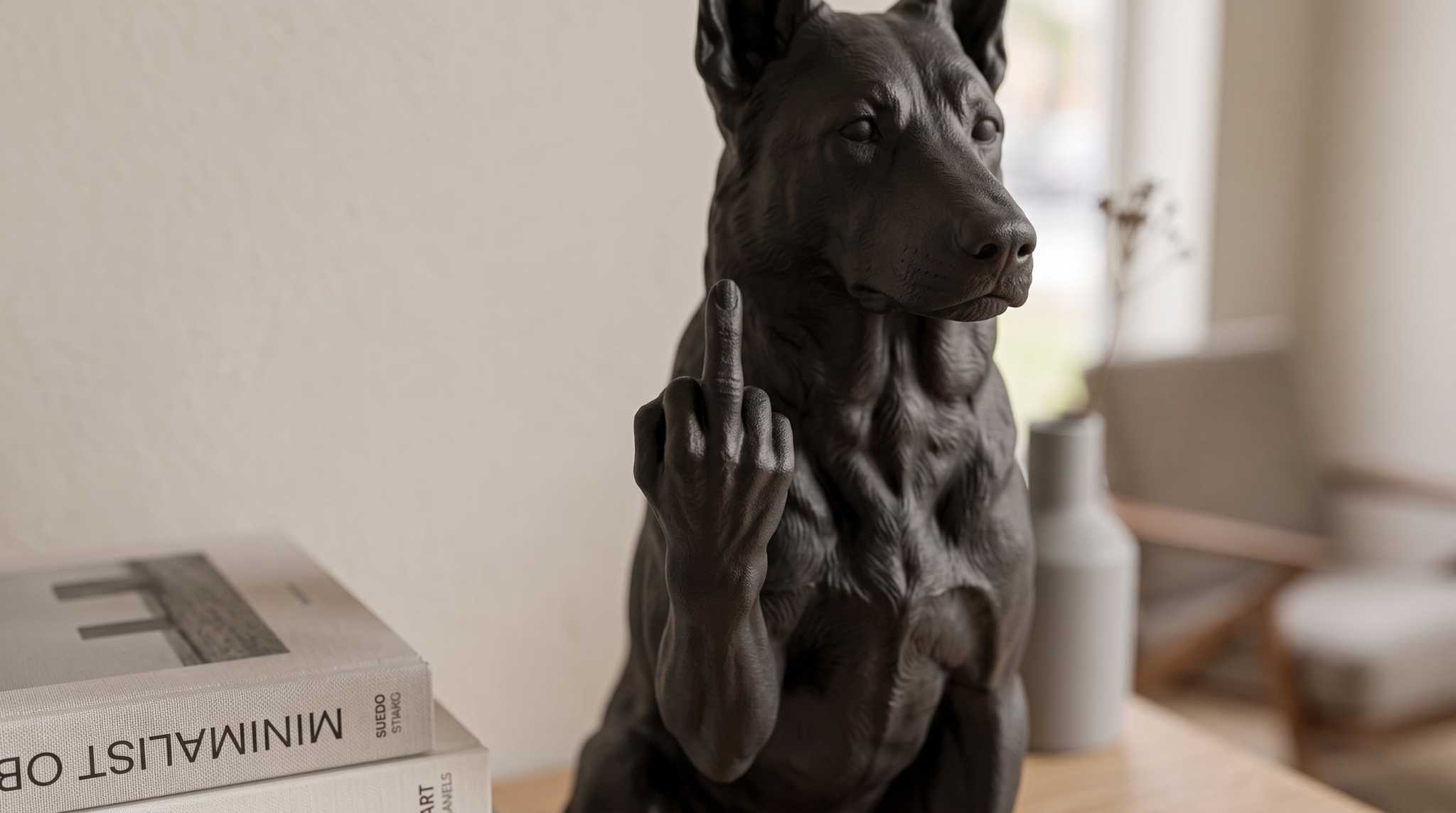 Statuetta in resina di Pastore tedesco 3D artigianale, decorazione elegante e ribelle