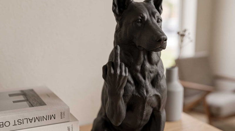 Statuetta in resina di Pastore tedesco 3D artigianale, decorazione elegante e ribelle