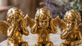 Set 3 Angioletti Dorati "Non Vedo, Non Sento, Non Parlo" – Statuette in Oro Lucido Barocco e Glamour