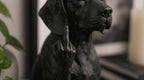 Statuetta cane Beagle in resina nera, design elegante e fatto a mano in Italia