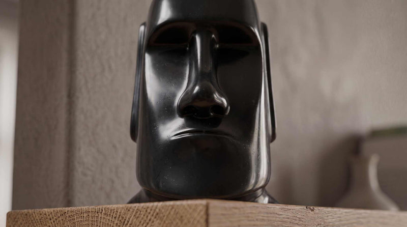Scultura Minimalista Moai Nera - Statuetta di Design per Interni Moderni e Decorazione Casa