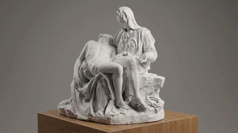 Pietà di Michelangelo — Statua Religiosa in Resina Effetto Marmo - Taraflo