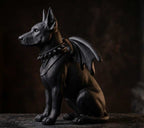 Statua Cane Gargoyle Nera – Statuetta Doberman Fantasy da Collezione e Arredo Gotico - Bat dog