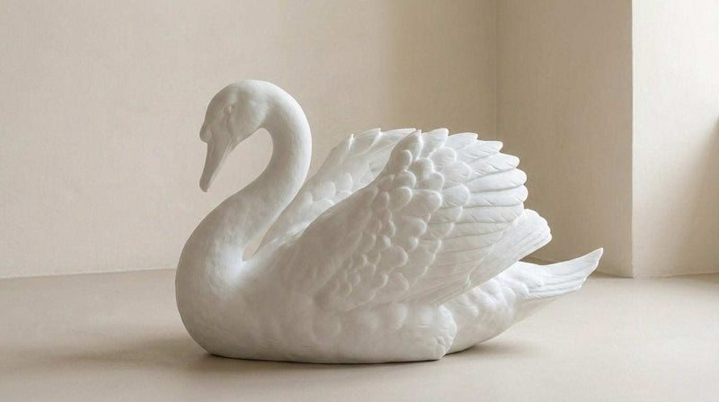 Cigno — Statua in Resina Bianca Opaca - Taraflo