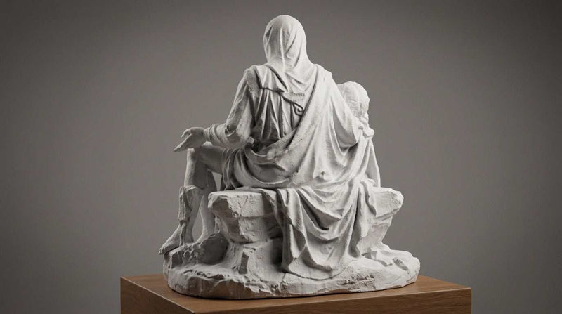 Pietà di Michelangelo — Statua Religiosa in Resina Effetto Marmo - Taraflo