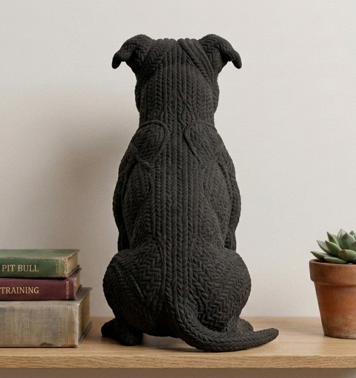 Statuetta Pitbull Design Moderno in Resina Nero Opaco - Scultura Cane da Collezione Personalizzabile - Regalo Unico per Amanti dei Cani Taraflo