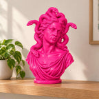 Busto Medusa Rosa Candy in Resina, Scultura Pop Art