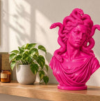 Busto Medusa Rosa Candy in Resina, Scultura Pop Art — immagine 3