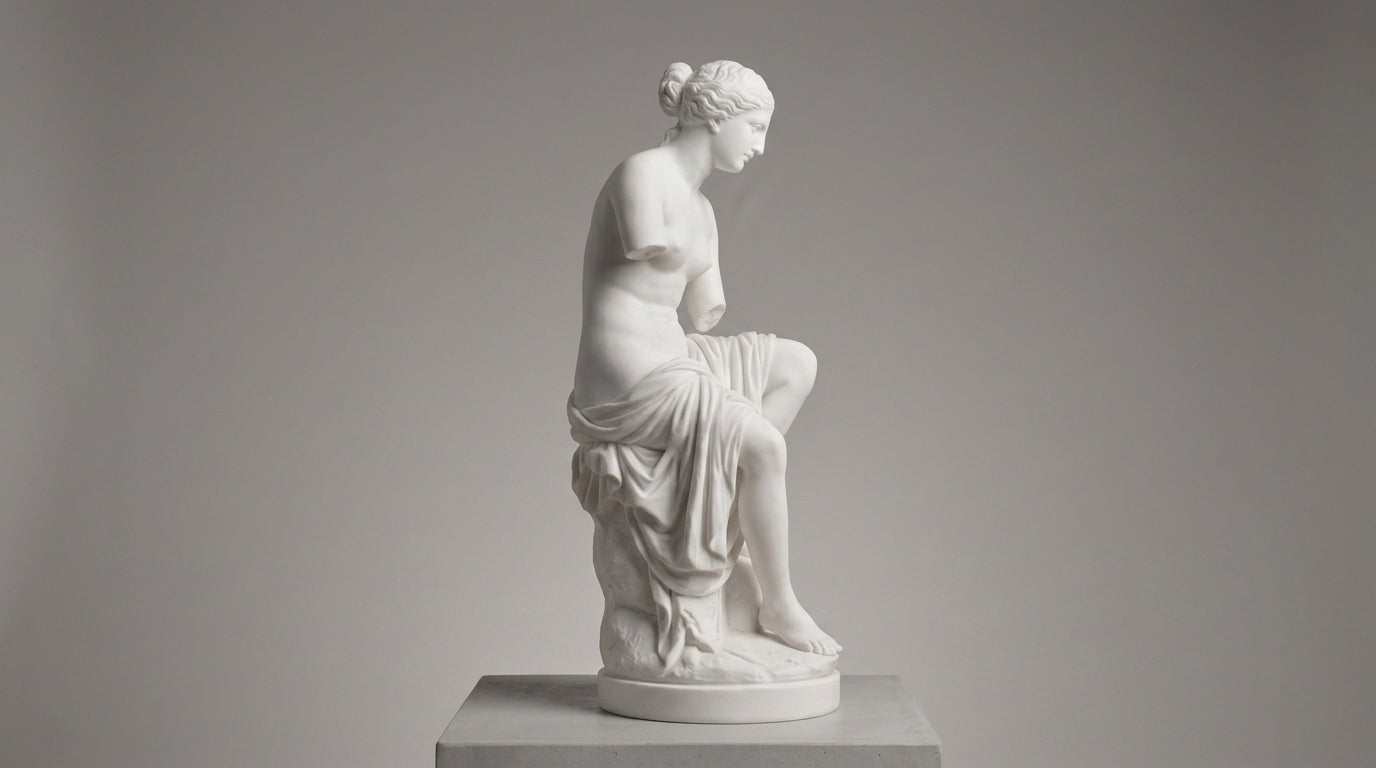 Venere di Milo in Marmo Bianco: L'Icona della Bellezza Classica su Piedistallo