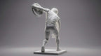Discobolo Moderno con Peso da Palestra in Resina Effetto Gesso Bianca Opaca – Statua Ispirata all'Arte Greca Classica – Scultura Fitness Contemporanea