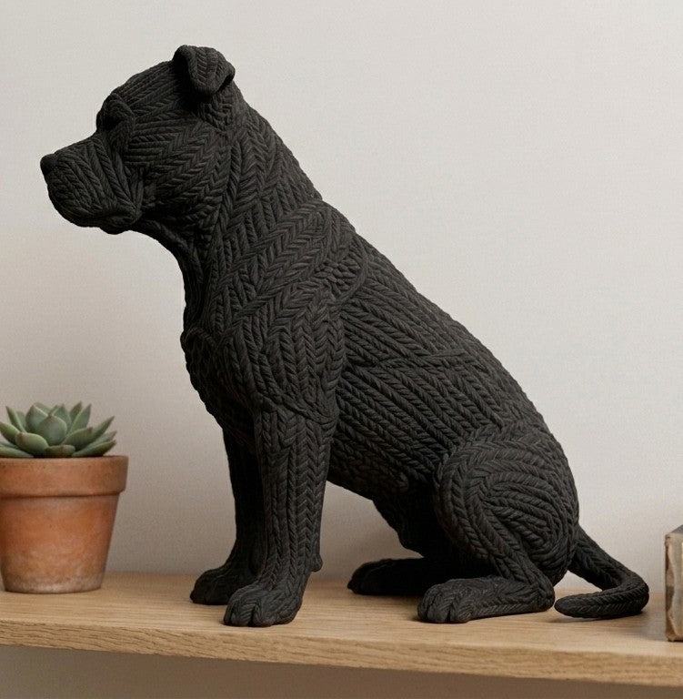 Statuetta Pitbull Design Moderno in Resina Nero Opaco - Scultura Cane da Collezione Personalizzabile - Regalo Unico per Amanti dei Cani Taraflo