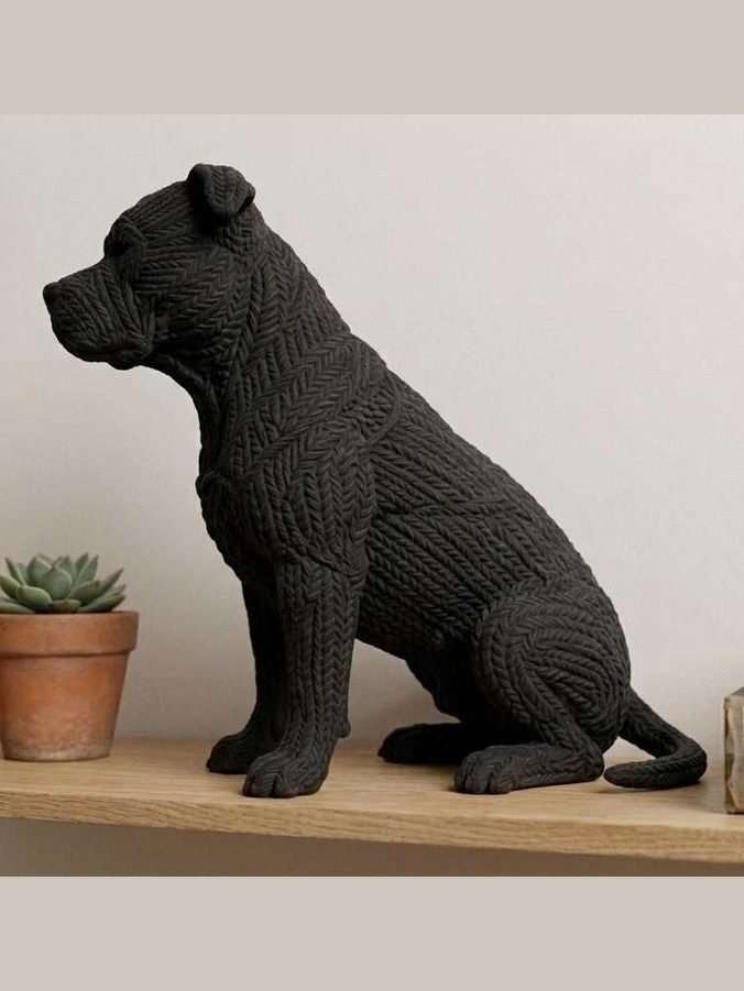 Pitbull — Statuetta da Collezione in Resina Nera Opaca - Taraflo