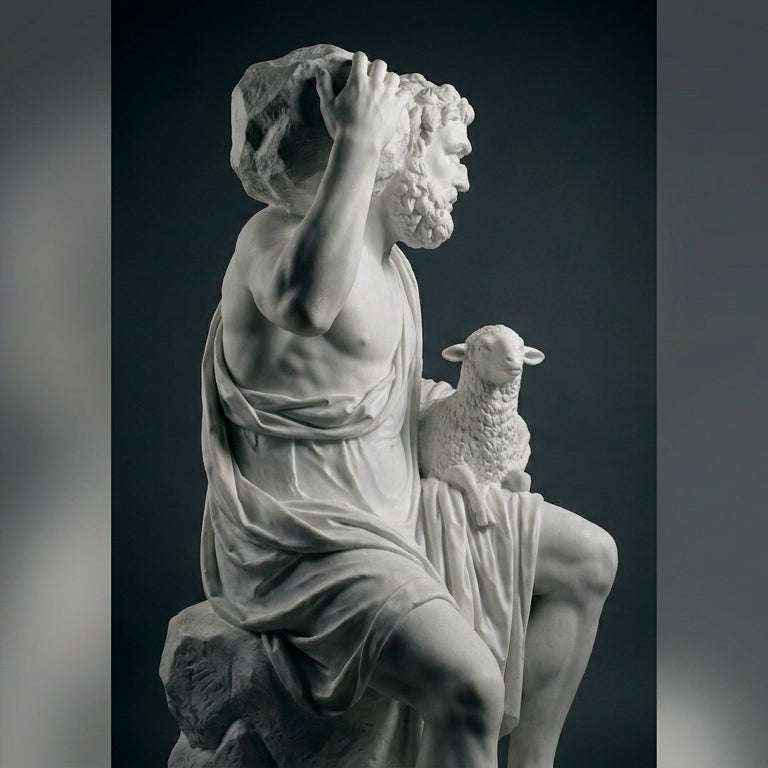 Polifemo il Pastore — Scultura Mitologica in Resina Effetto Marmo - Taraflo